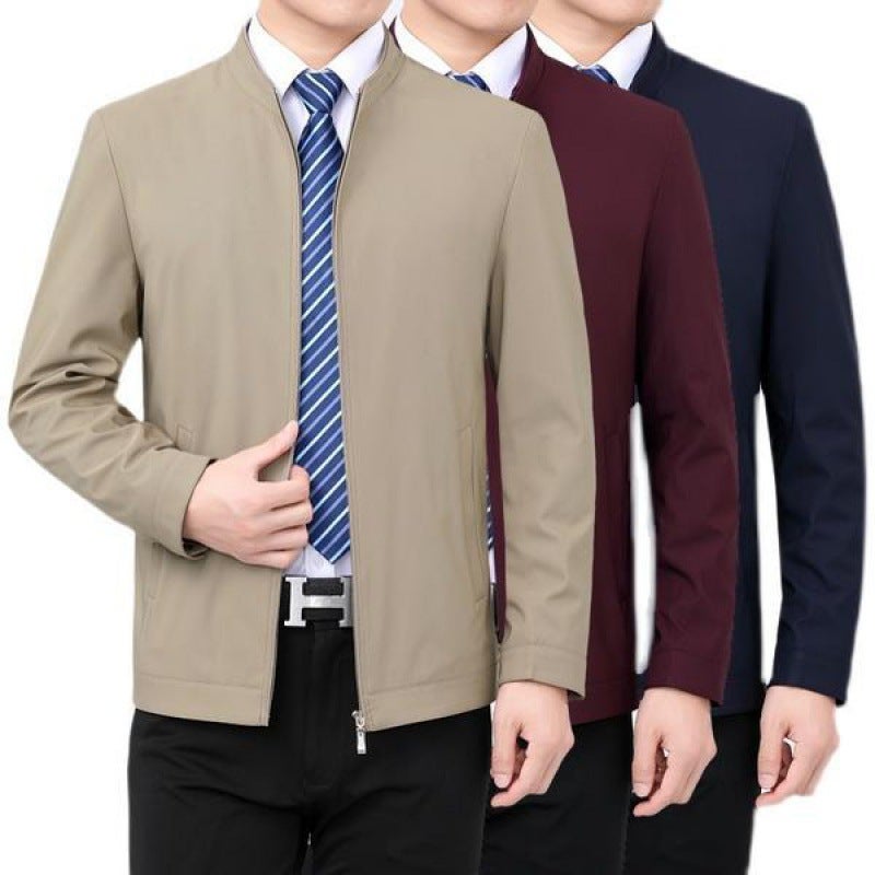 Men'S Middle-Aged Jacket Thin Jacket Casual Lapel Standing Collar Dad Suit Civil Servant Leading Cadre Jacket - Image 5