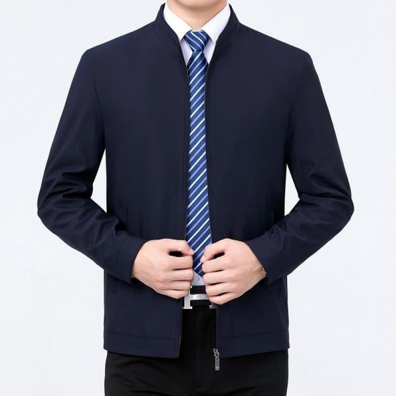 Men'S Middle-Aged Jacket Thin Jacket Casual Lapel Standing Collar Dad Suit Civil Servant Leading Cadre Jacket - Image 3