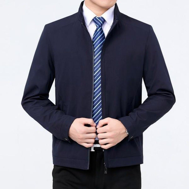 Men'S Middle-Aged Jacket Thin Jacket Casual Lapel Standing Collar Dad Suit Civil Servant Leading Cadre Jacket - Image 4