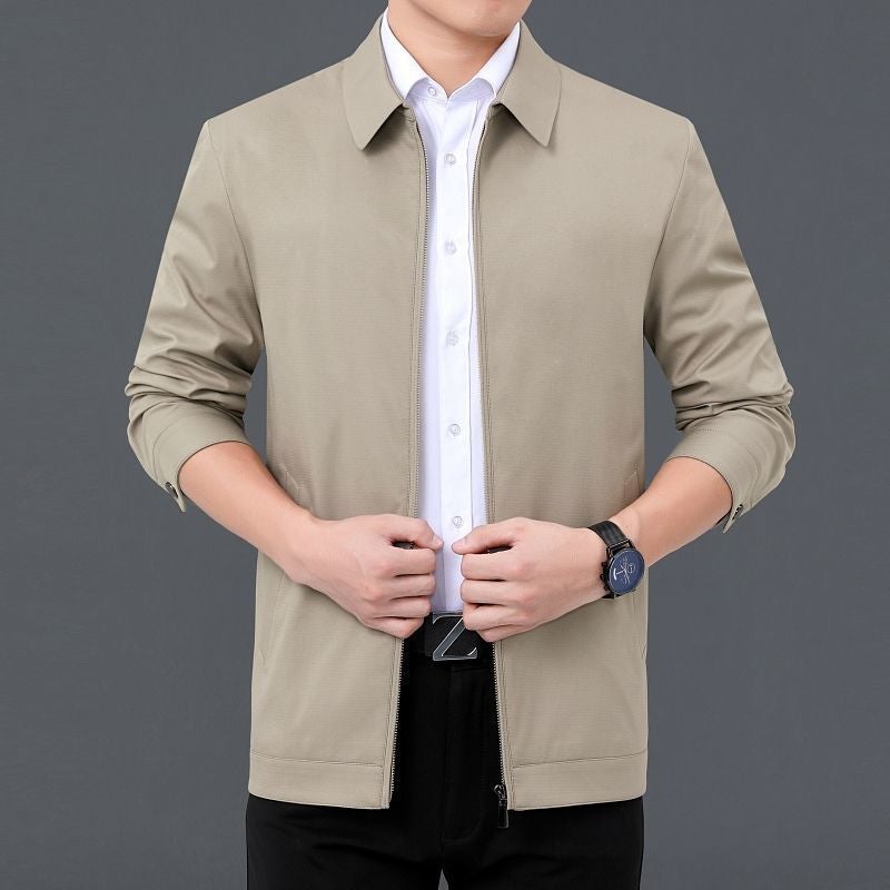 Men'S Middle-Aged Jacket Thin Jacket Casual Lapel Standing Collar Dad Suit Civil Servant Leading Cadre Jacket - Image 1