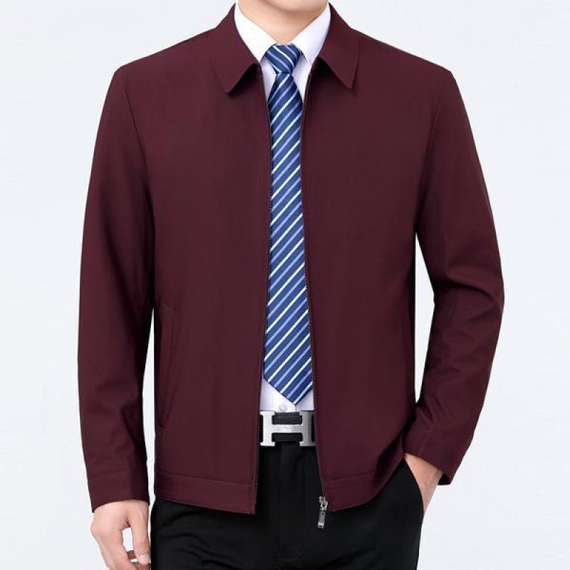 Men'S Middle-Aged Jacket Thin Jacket Casual Lapel Standing Collar Dad Suit Civil Servant Leading Cadre Jacket - Image 2