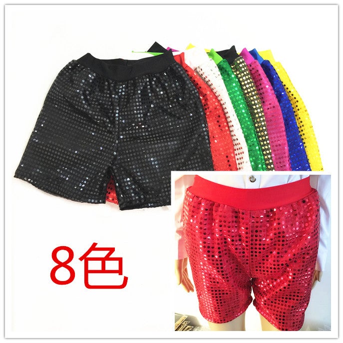 Performance Clothing For Men And Women, Sequin Patchwork Stage Performance Loose Shorts, Dance Singer Host Unisex Pants - Image 2