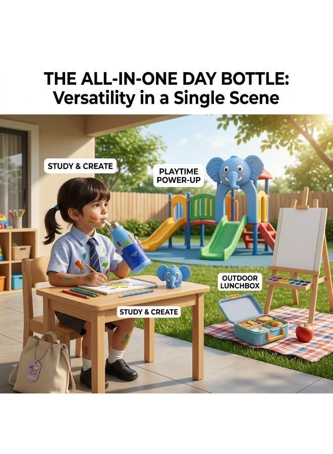 Twisoo Kids Water Bottle 450ml, Stainless Steel Insulated Bottle, 12–24 Hour Hot & Cold, Cartoon Animal Design, Straw Lid for School 316 Stainless Steel Cartoon Animal Lid Double Wall Vacuum - Image 4