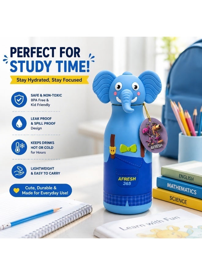 Twisoo Kids Water Bottle 450ml, Stainless Steel Insulated Bottle, 12–24 Hour Hot & Cold, Cartoon Animal Design, Straw Lid for School 316 Stainless Steel Cartoon Animal Lid Double Wall Vacuum - Image 3