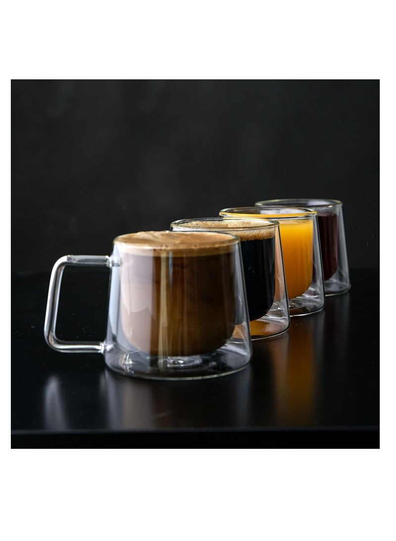 كوب لشرب القهوة زجاجي بجدار مزدوج شفاف - Image 3