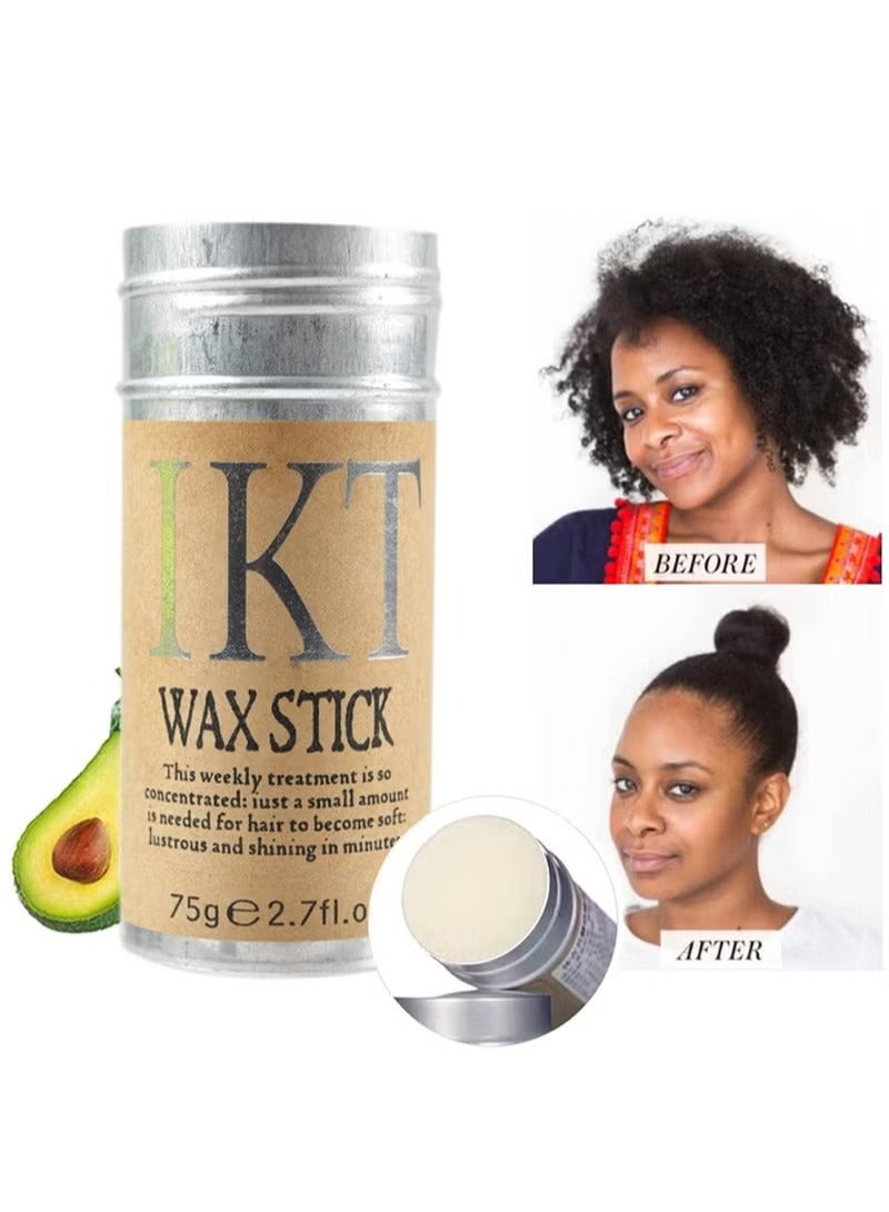 IKT 2 Pcs Hair Wax Stick(75gx2) Hair Pomade Stick Long-Lasting Styling Wax Stick Hair Wax Stick Smoothing & Slick Stick for Hair Wigs Styling Waxes for Fly Away & Edge Anti Frizz Hair - Image 3
