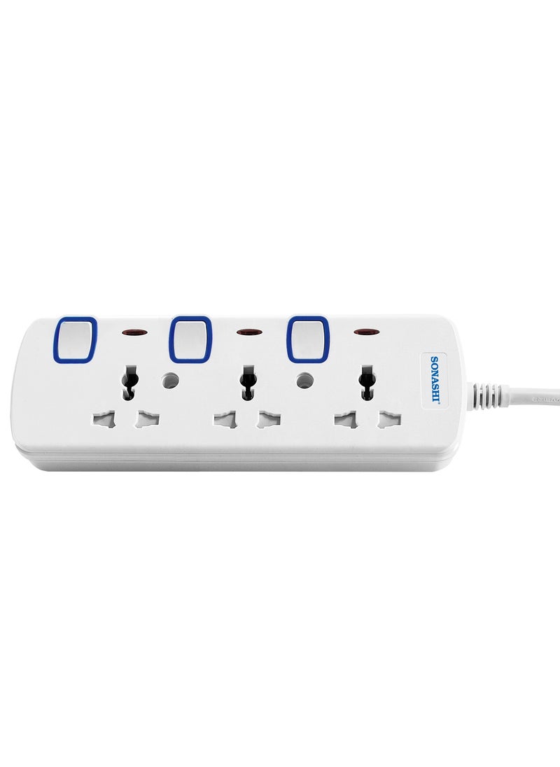 SONASHI 3Way Universal Extension Socket with 5M Length Copper Cord  Featured with Indicator Light and Safety Shutter  Ideal For All Electronic Devices SES-1003  - Image 1