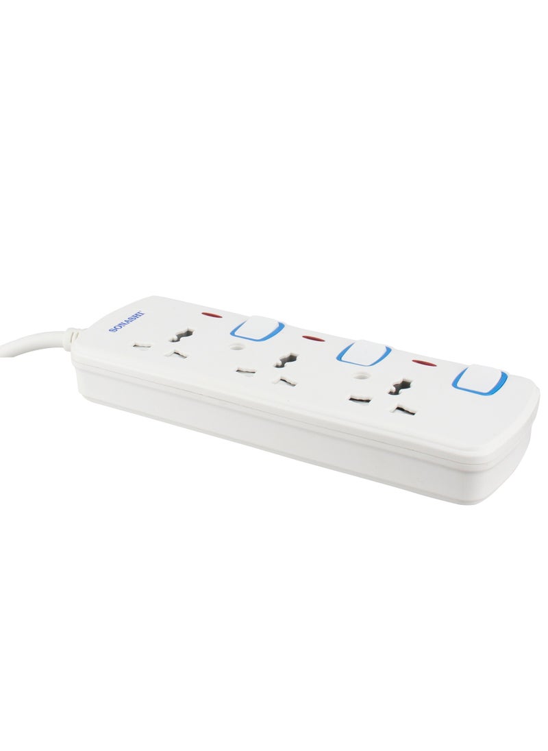 SONASHI 3Way Universal Extension Socket with 5M Length Copper Cord  Featured with Indicator Light and Safety Shutter  Ideal For All Electronic Devices SES-1003  - Image 3