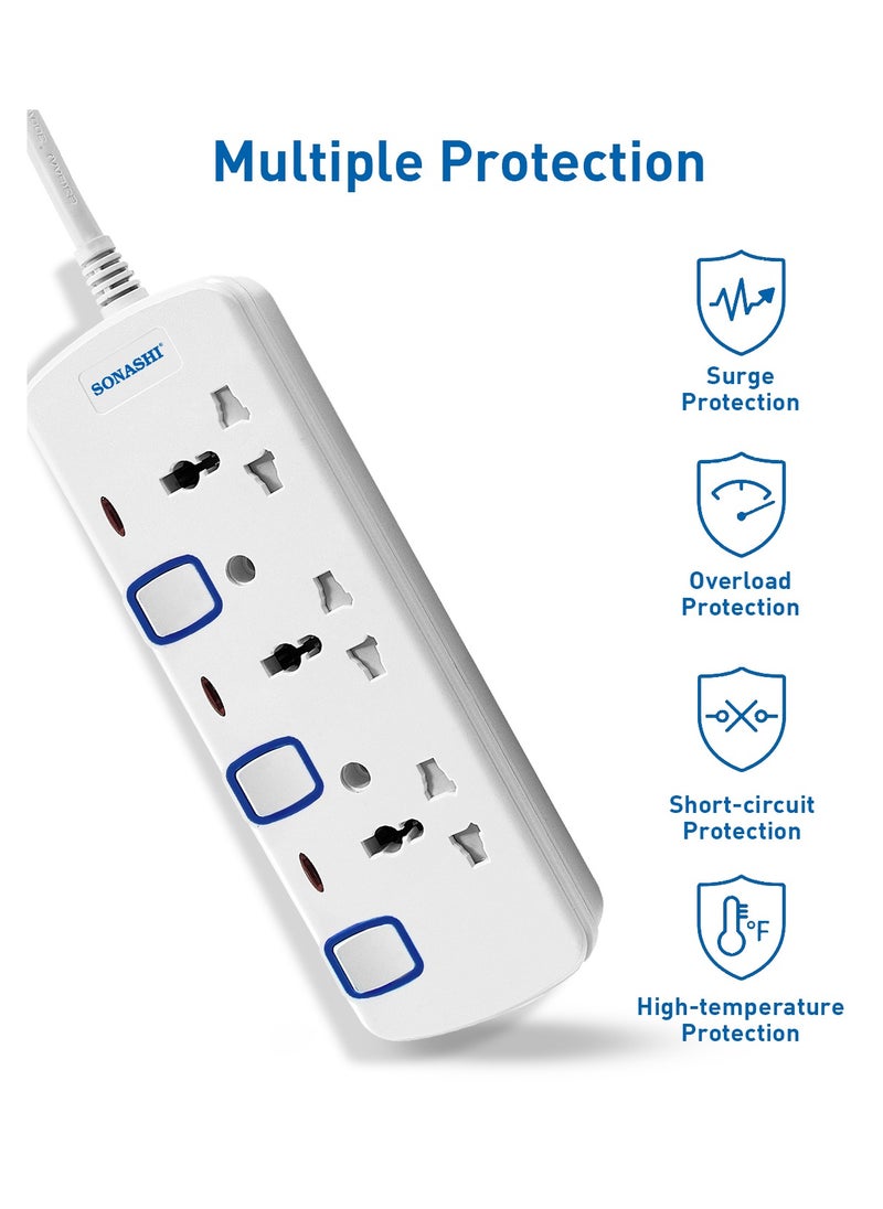 SONASHI 3Way Universal Extension Socket with 5M Length Copper Cord  Featured with Indicator Light and Safety Shutter  Ideal For All Electronic Devices SES-1003  - Image 4
