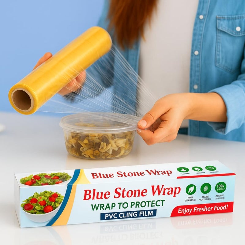 Zxtor Food Grade Cling Wrap 100m x 12 Inch | High Strength Cling Film | Food Freshness Seal | Suitable for Fruits, Veggies, Sandwich, Bakery | Kitchen Storage Solution | Packaging Roll - Image 1