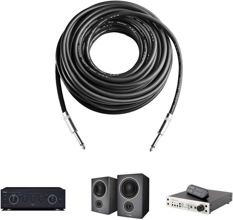 Yoico 2Pcs 100 Feet Professional Speaker Cables, Pair 100 ft 12 Gauge 1/4 Inch Male Audio Amplifier Connection Heavy Duty Cord Wire - Image 5