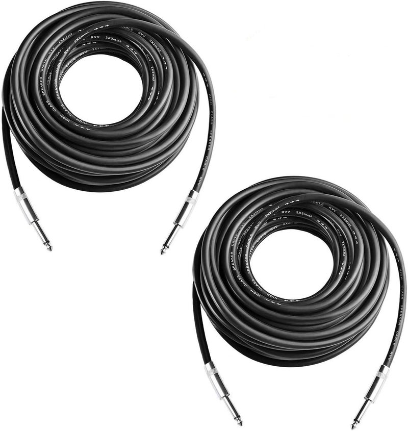 Yoico 2Pcs 100 Feet Professional Speaker Cables, Pair 100 ft 12 Gauge 1/4 Inch Male Audio Amplifier Connection Heavy Duty Cord Wire - Image 1