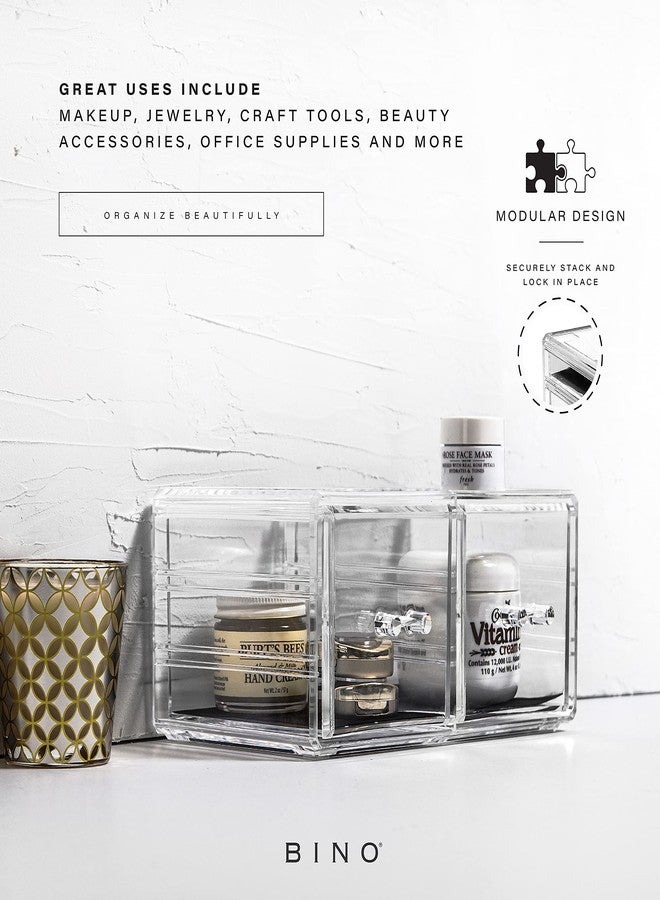 BINO THE MANHATTAN SERIES Acrylic Makeup Drawer Organizer- 2 Drawer Short | Clear Beauty Organizers and Storage| Cosmetic & Makeup Drawer| Home Organization| Jewelry & Vanity Accessories Drawers - Image 4