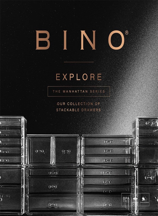 BINO THE MANHATTAN SERIES Acrylic Makeup Drawer Organizer- 2 Drawer Short | Clear Beauty Organizers and Storage| Cosmetic & Makeup Drawer| Home Organization| Jewelry & Vanity Accessories Drawers - Image 5