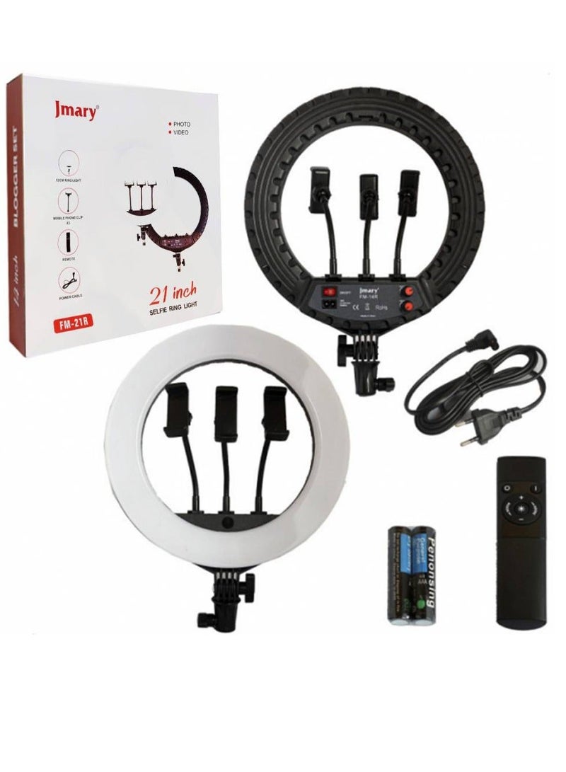 Jmary 21 Inch Ring Light Tripod Mount with 3 Phone Bracket LED Soft Ring Light with Remote Control - Image 1