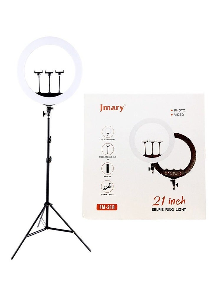Jmary 21 Inch Ring Light Tripod Mount with 3 Phone Bracket LED Soft Ring Light with Remote Control - Image 2