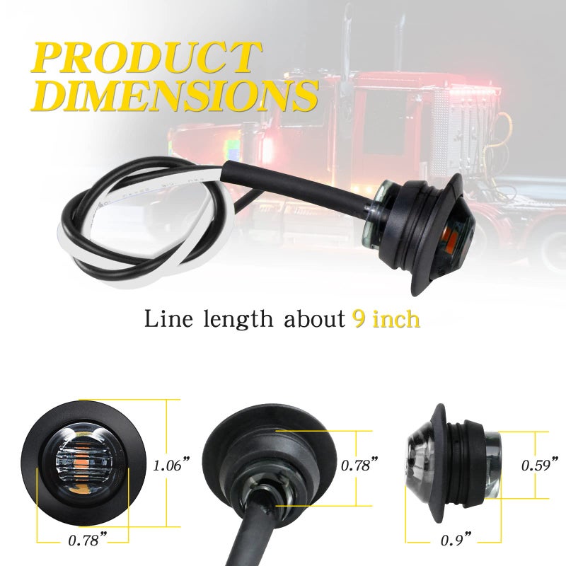 KEING 10 Pack Sealed Waterproof Mini Round 3/4 Inch White LED Marker Lights Signal Light 12V for Trailer Truck Bus Pickup Van ATV RV Lorry Caravan, 5 Years Warranty (Smoked Lens) - Image 3
