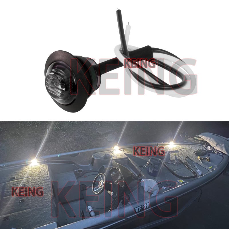 KEING 10 Pack Sealed Waterproof Mini Round 3/4 Inch White LED Marker Lights Signal Light 12V for Trailer Truck Bus Pickup Van ATV RV Lorry Caravan, 5 Years Warranty (Smoked Lens) - Image 4