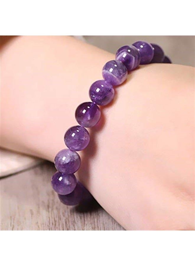 Original Certifed Natural Amethyst Semi-Precious Stone Bracelet 8mm beads Unisex