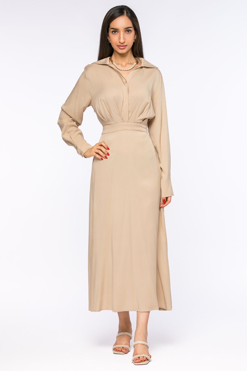 RINA long dress with ruched waist - Image 3