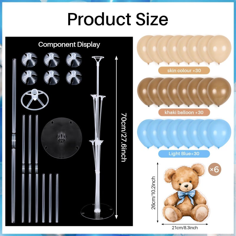 YLOLUL 6 Sets Balloon Stand Kit for Table Blue Bear Baby Shower Tables Centerpieces with Balloon Boy Baby Shower Decor for Bear Theme Gender Reveal Birthday Party Table Decorations Supplies - Image 3