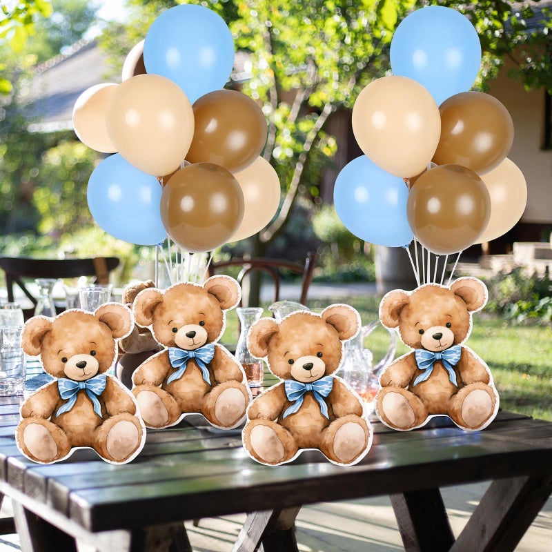 YLOLUL 6 Sets Balloon Stand Kit for Table Blue Bear Baby Shower Tables Centerpieces with Balloon Boy Baby Shower Decor for Bear Theme Gender Reveal Birthday Party Table Decorations Supplies - Image 5
