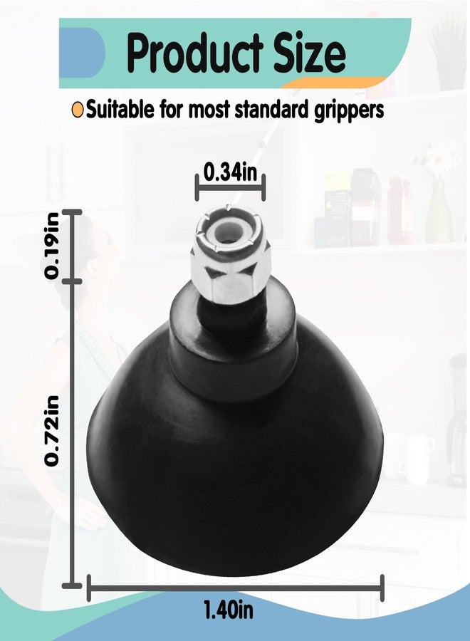 Kamrexi 8 Pcs Replacement Gripper Cups Compatible with Arcmate EZ Reacher Accessory Tips, Outdoor Heavy Reacher Grabber Tips Part-Black, UV Resistant, Rubber Cups with Locknuts - Image 3