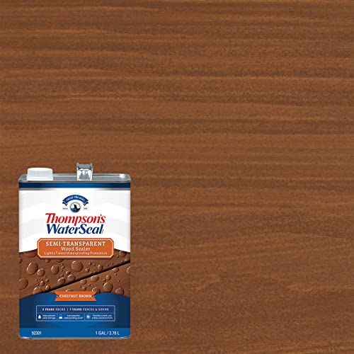 Thompson's Thompson’s WaterSeal Semi-Transparent Waterproofing Wood Stain and Sealer, Chestnut Brown, 1 Gallon - Image 2