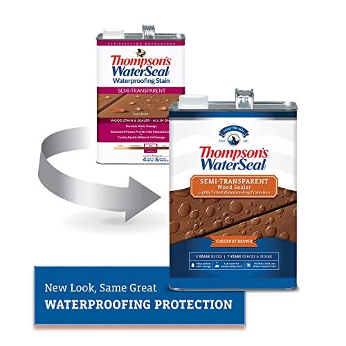 Thompson's Thompson’s WaterSeal Semi-Transparent Waterproofing Wood Stain and Sealer, Chestnut Brown, 1 Gallon - Image 3