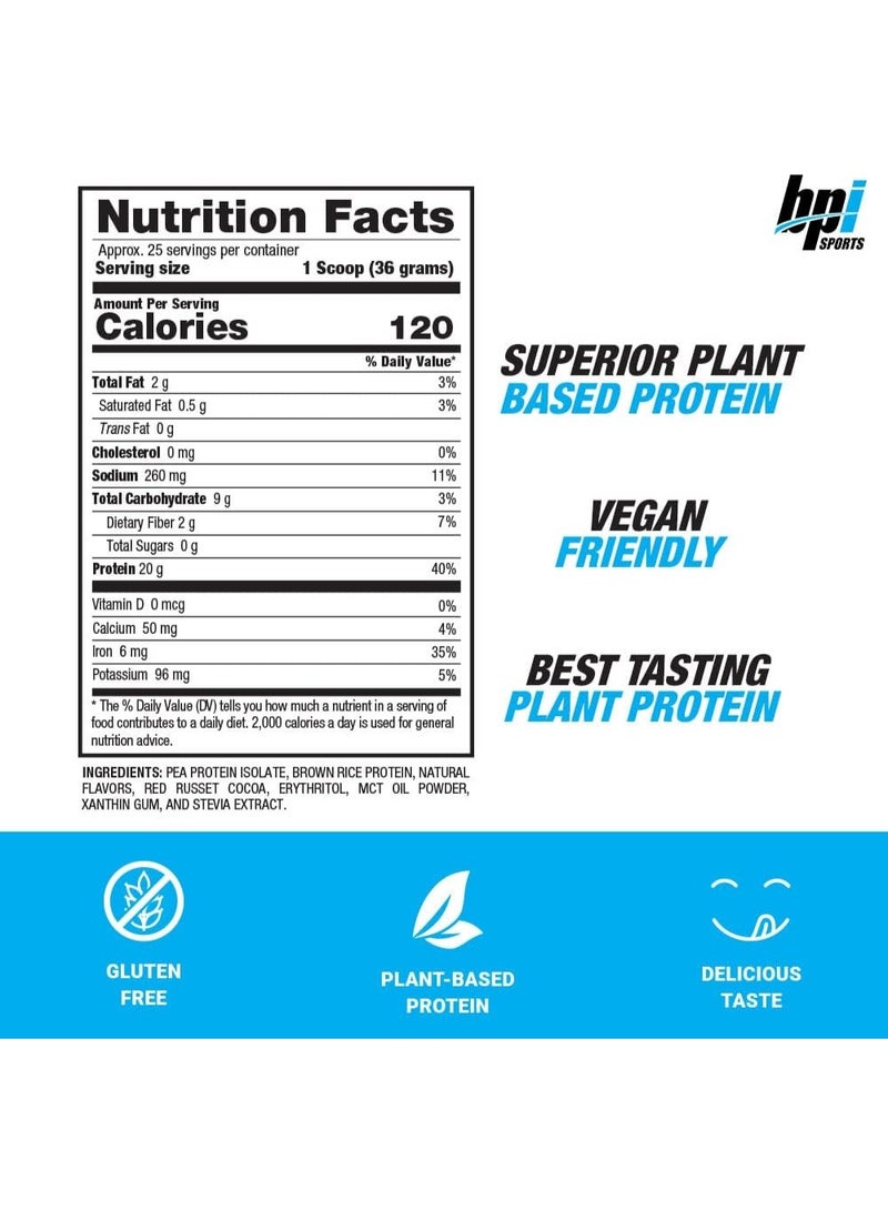 BPI Sports Vegan Protein - Non-Dairy Plant-Based Vegan Friendly Zero Sugar Chocolate, 25  Servings - Image 4