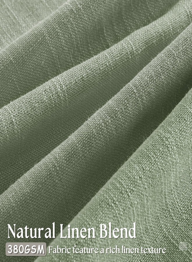 TWODRAPES Sage Green Linen Curtains Pinch Pleated 84 Inches Long for Living Room Bedroom Pleat with Rings Back Tab Semi Sheer Curtains 84 Inch Length 2 Panels Set Light Filtering Farmhouse Drapes Light Green - Image 3