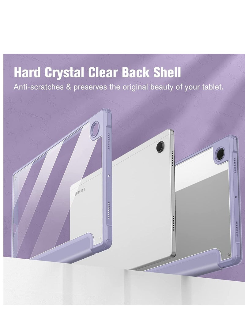 glassology Hybrid Slim Case for Samsung Galaxy Tab A8 10.5 Inch 2022 Model (SM-X200/X205/X207) Clear Transparent Back Shell Auto Wake/Sleep with Screen Protector (Purple) - Image 2