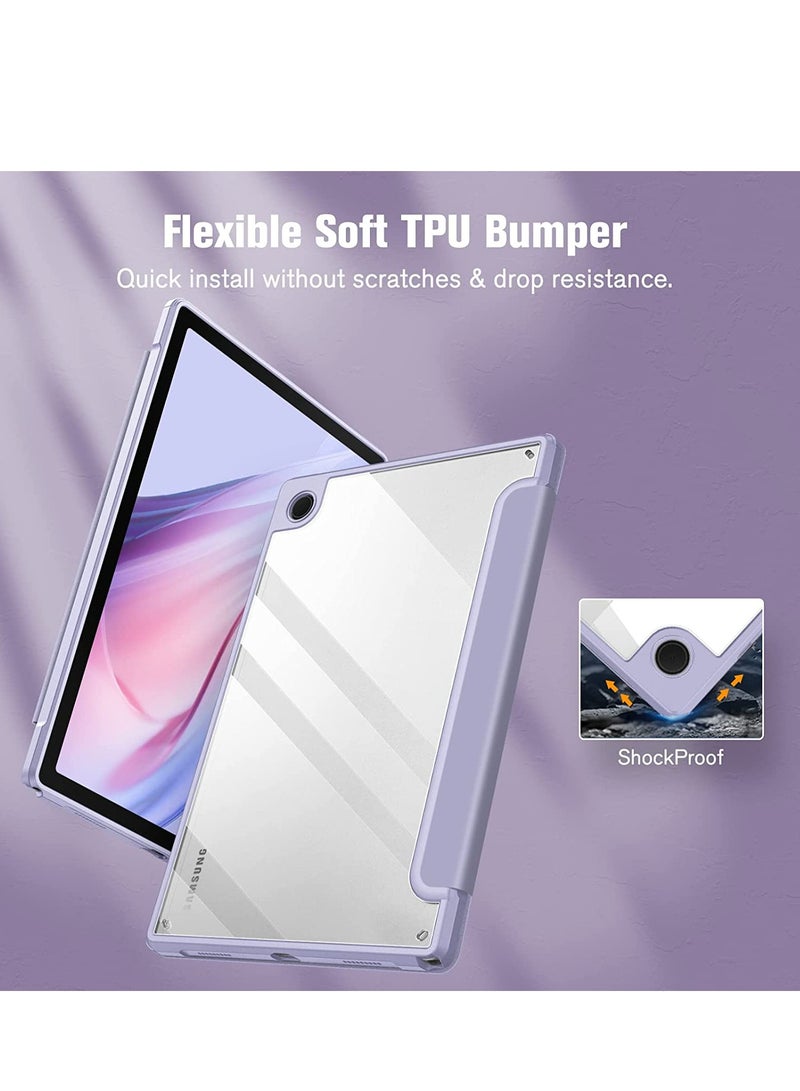 glassology Hybrid Slim Case for Samsung Galaxy Tab A8 10.5 Inch 2022 Model (SM-X200/X205/X207) Clear Transparent Back Shell Auto Wake/Sleep with Screen Protector (Purple) - Image 4