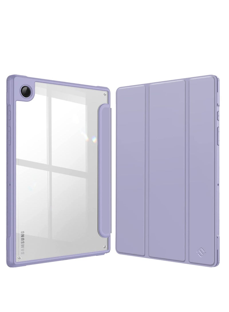 glassology Hybrid Slim Case for Samsung Galaxy Tab A8 10.5 Inch 2022 Model (SM-X200/X205/X207) Clear Transparent Back Shell Auto Wake/Sleep with Screen Protector (Purple) - Image 1