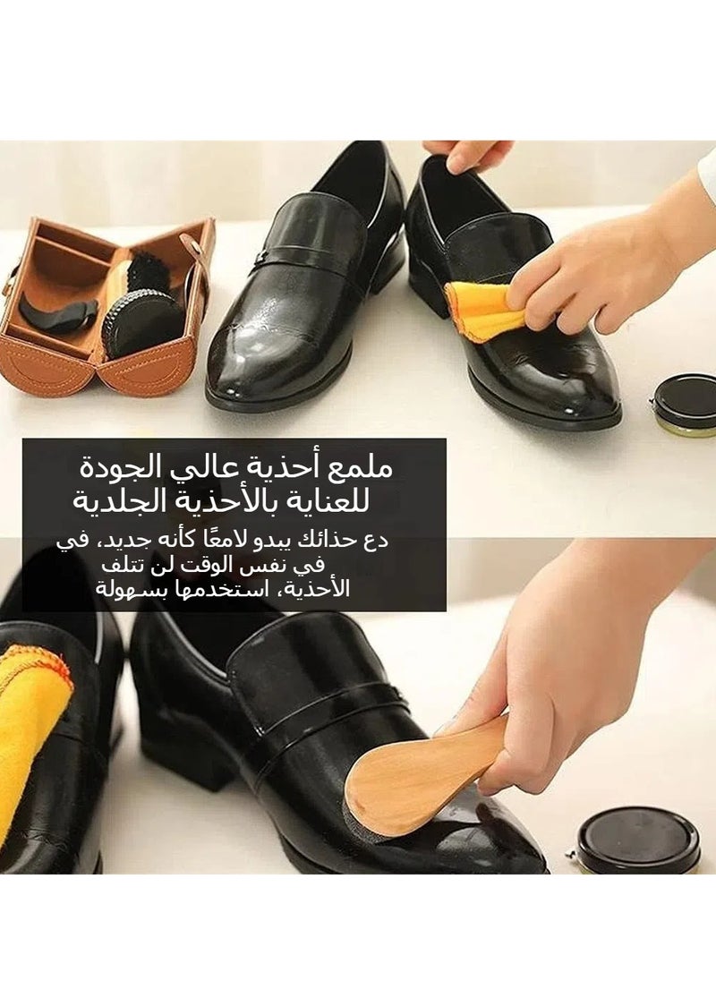 Generic 6PCS Shoe Polish Care Kit Leather Shoe Shine Set Shoe Brushes Compact Shoe Cleaning Kit with PU Leather Case for Polishing  - Image 4
