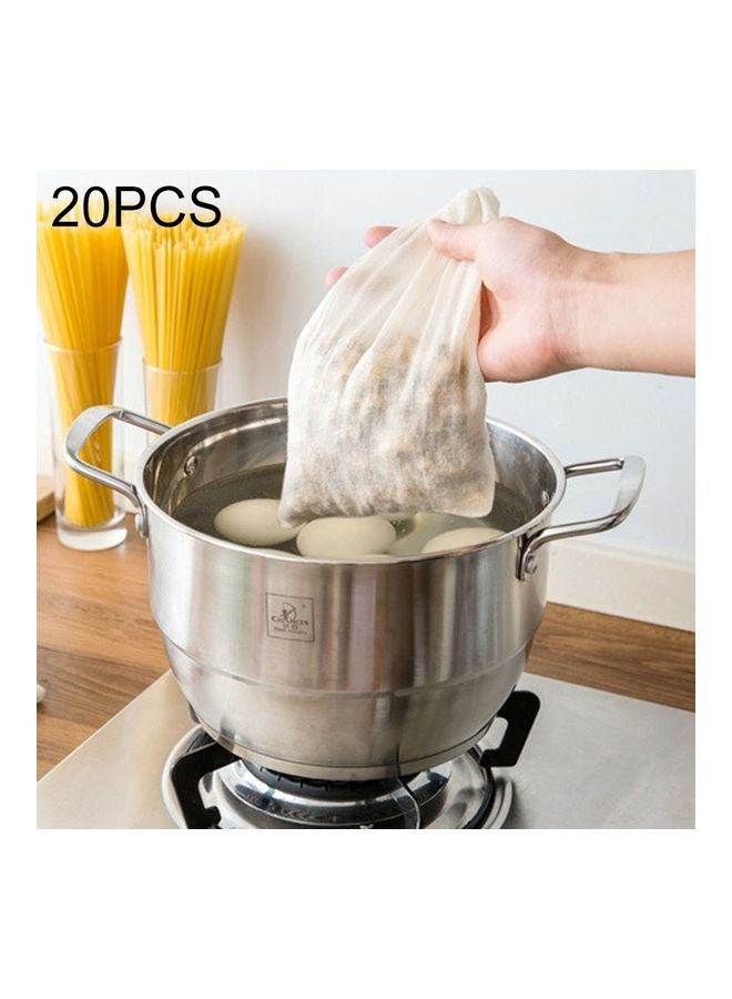 NIBEMINENT 20-Piece Soup Gauze Drawstring Filter Bag White 25 x 20.8cm - Image 1