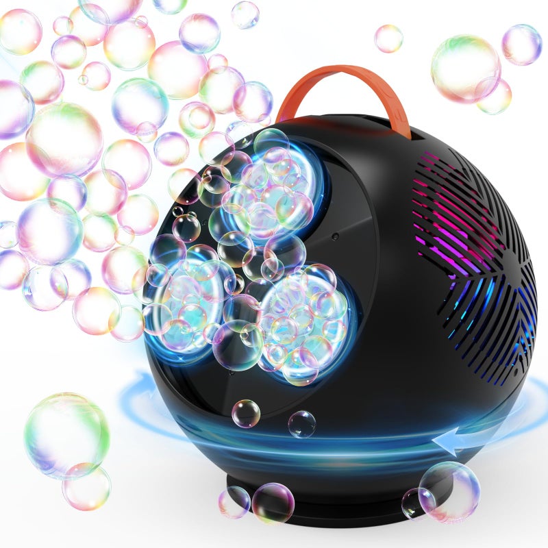 Weilim Bubble Machine Automatic Bubble Blower for Kids Toddlers Rechargeable Portable Spherical LED Bubble Maker Electric Auto Rotating 45360 Outdoor Toy for Easter and Birthday Gift Party Wedding - Image 3