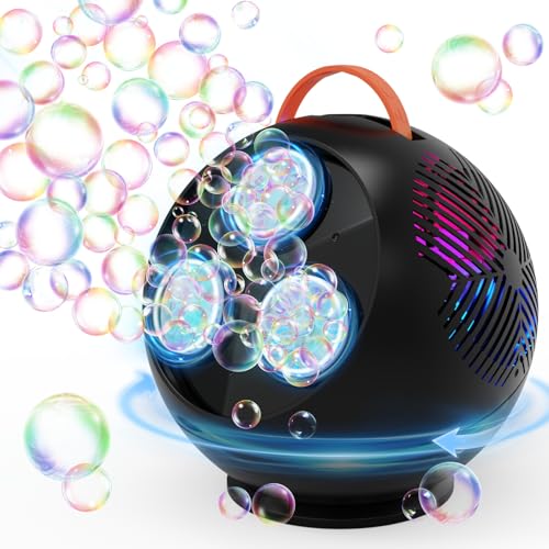 Weilim Bubble Machine Automatic Bubble Blower for Kids Toddlers Rechargeable Portable Spherical LED Bubble Maker Electric Auto Rotating 45360 Outdoor Toy for Easter and Birthday Gift Party Wedding - Image 1