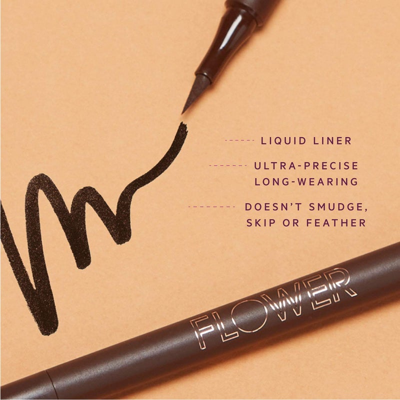 FLOWER BEAUTY By Drew Barrymore Forever Wear Winged Eyeliner - Long-Lasting + Smudge-Proof - Liquid Eyeliner + Winged Applicator (Dark + Stormy) - Image 2