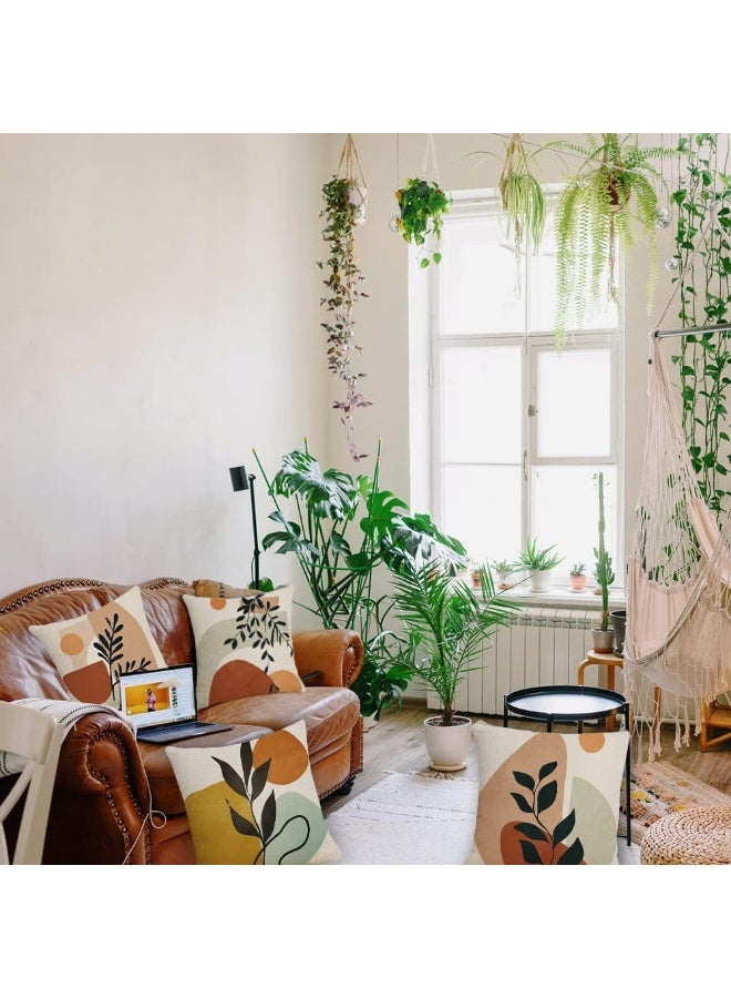 اغطية وسائد بتصميم تجريدي بنمط بوهو مقاس 18 × 18 مجموعة من 4 قطع، اغطية وسائد بتصميم عصري بسيط هندسي، غطاء وسادة زينة داخلي وخارجي، اكسسوارات ديكور للمنزل والاريكة والسرير - Image 4