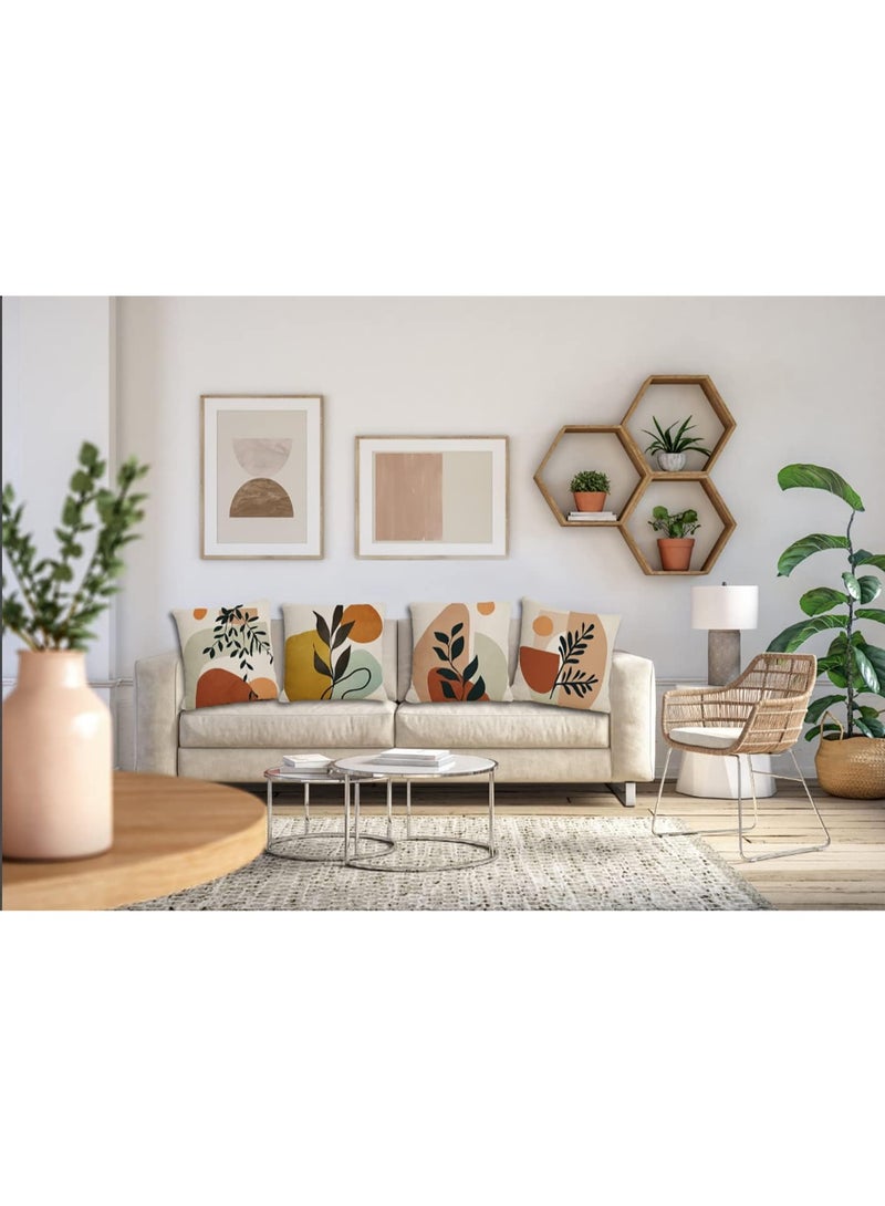 اغطية وسائد بتصميم تجريدي بنمط بوهو مقاس 18 × 18 مجموعة من 4 قطع، اغطية وسائد بتصميم عصري بسيط هندسي، غطاء وسادة زينة داخلي وخارجي، اكسسوارات ديكور للمنزل والاريكة والسرير - Image 2