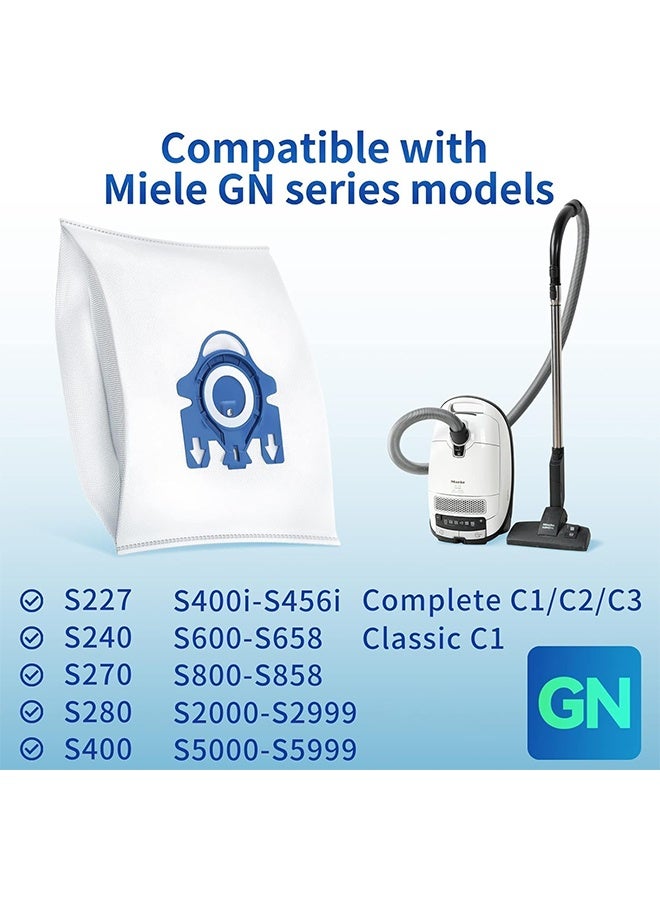 بكومور أكياس غبار المكنسة الكهربائية Miele GN - 12 كيس بديل AirClean 3D Efficiency + 4 فلاتر للمحرك + فرشاة تنظيف - ترشيح 99.9% من الغبار الناعم، إغلاق تلقائي، متوافق مع طرازات Miele C2/C3/C1 - Image 4