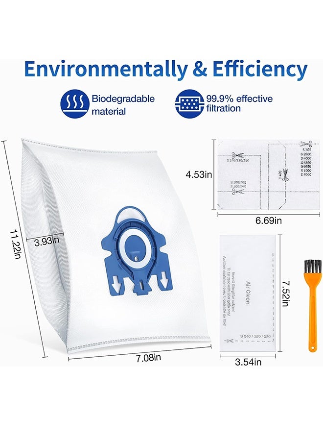 بكومور أكياس غبار المكنسة الكهربائية Miele GN - 12 كيس بديل AirClean 3D Efficiency + 4 فلاتر للمحرك + فرشاة تنظيف - ترشيح 99.9% من الغبار الناعم، إغلاق تلقائي، متوافق مع طرازات Miele C2/C3/C1 - Image 2