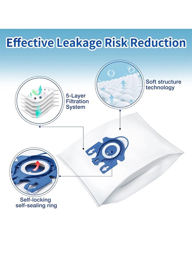 بكومور أكياس غبار المكنسة الكهربائية Miele GN - 12 كيس بديل AirClean 3D Efficiency + 4 فلاتر للمحرك + فرشاة تنظيف - ترشيح 99.9% من الغبار الناعم، إغلاق تلقائي، متوافق مع طرازات Miele C2/C3/C1 - Image 3