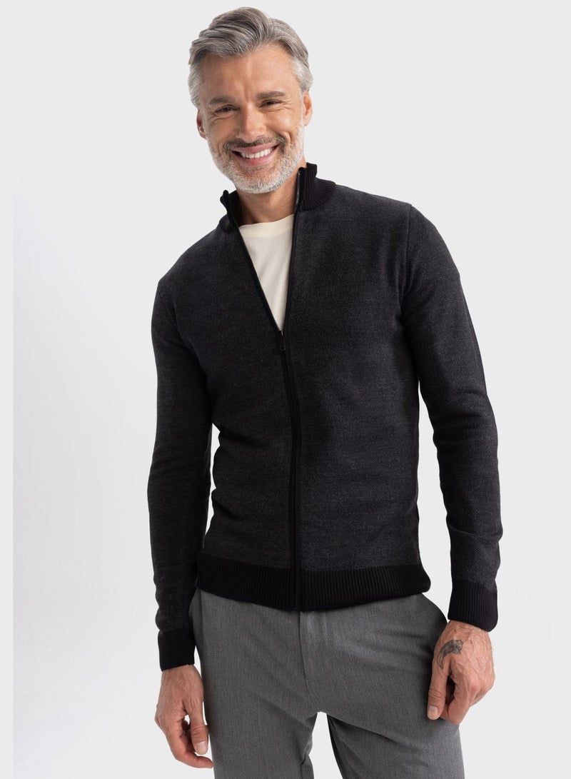 DeFacto Zip Through Knitted Cardigan - Image 1