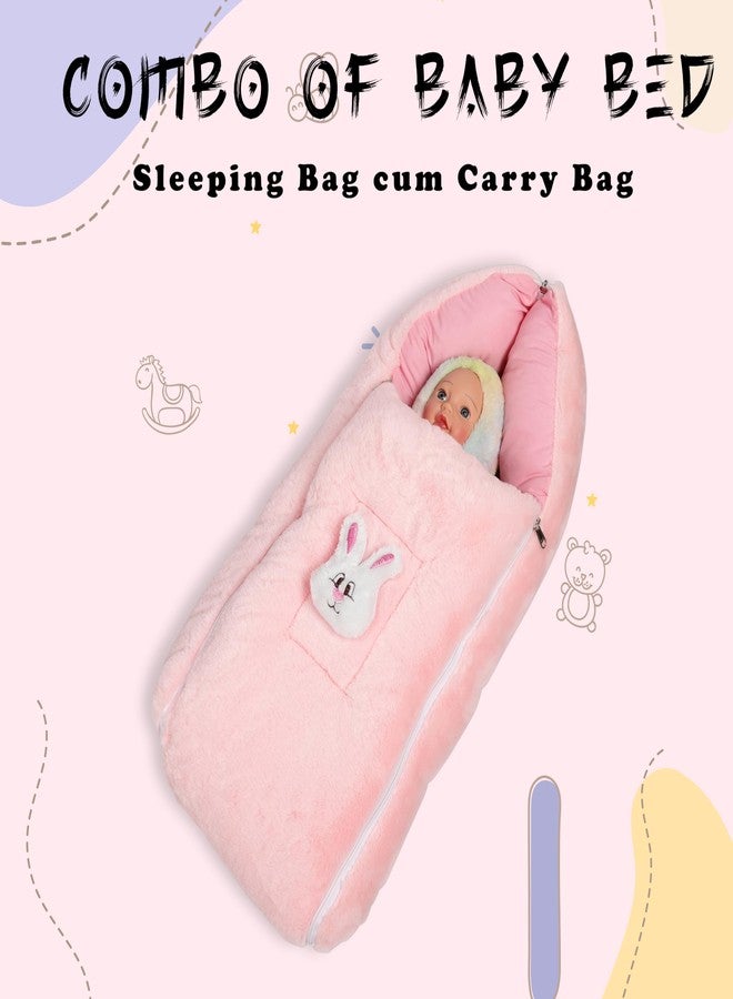 فوي دروب كيس نوم للأطفال من فوي دروب، ناعم ومخملي، عش حمل للأطفال حديثي الولادة مع غطاء رأس وسحاب، غطاء دافئ للرضع مناسب لفصل الشتاء والسفر وعربة الأطفال والاستخدام المنزلي، تصميم أرنب، مريح للأولاد والبنات (وردي) - Image 3