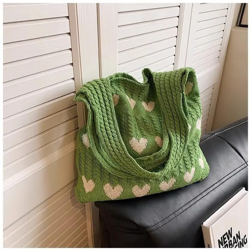 Kawn ® Premium Knitted Heart Pattern Tote Bag Large Stylish and Durable Trendy bag for Everyday Use Beach Shopping Travel Work – Comfortable and Trendy Design - Image 4
