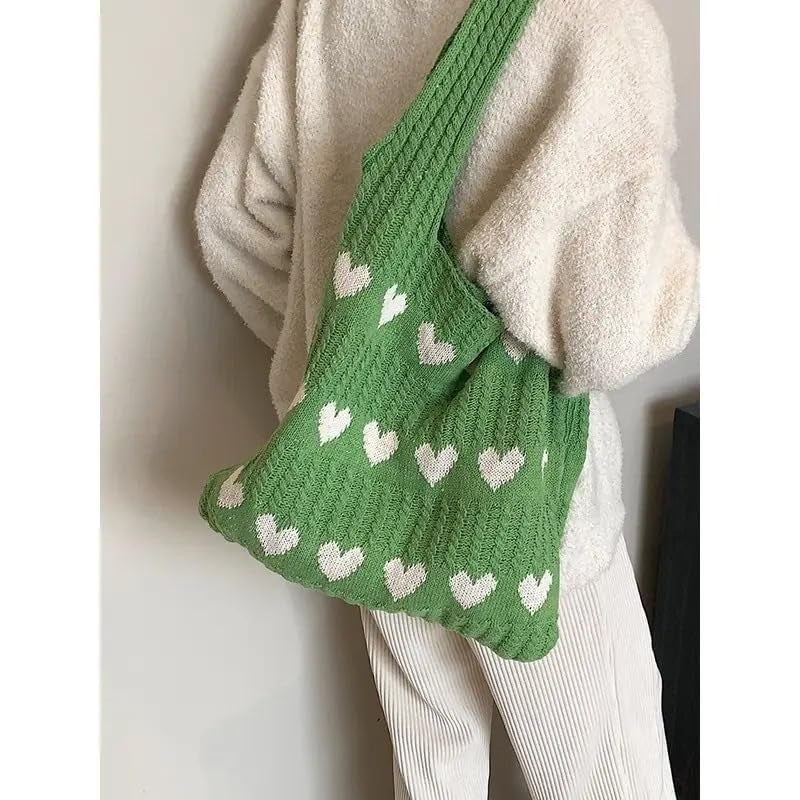 Kawn ® Premium Knitted Heart Pattern Tote Bag Large Stylish and Durable Trendy bag for Everyday Use Beach Shopping Travel Work – Comfortable and Trendy Design - Image 3