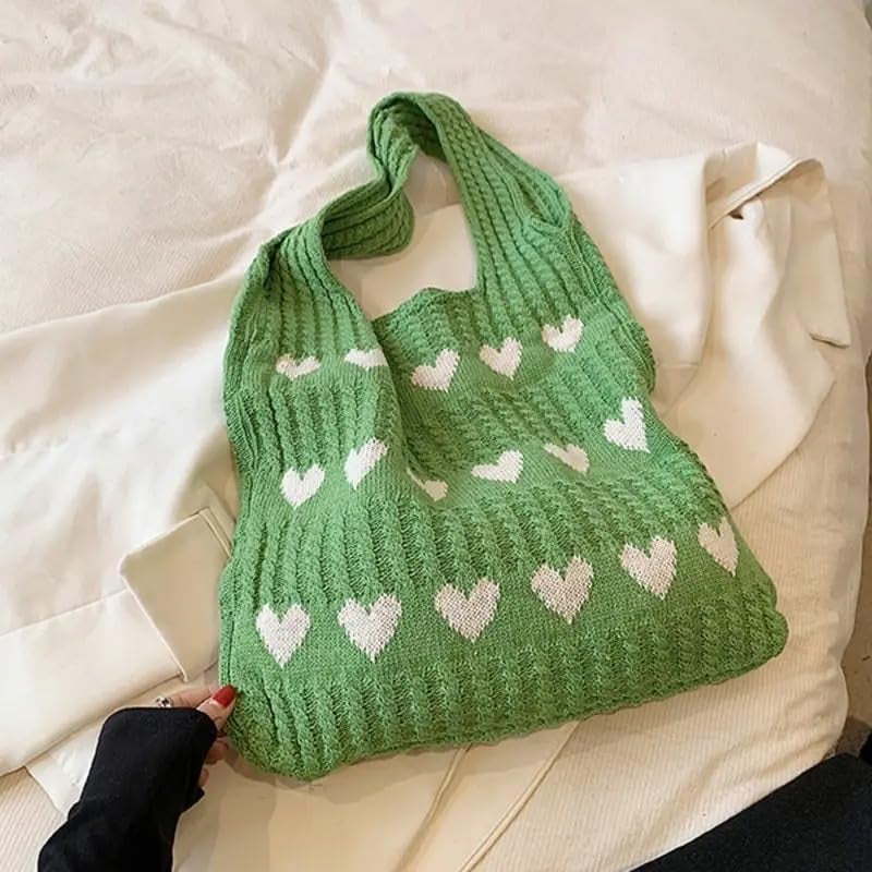 Kawn ® Premium Knitted Heart Pattern Tote Bag Large Stylish and Durable Trendy bag for Everyday Use Beach Shopping Travel Work – Comfortable and Trendy Design - Image 2