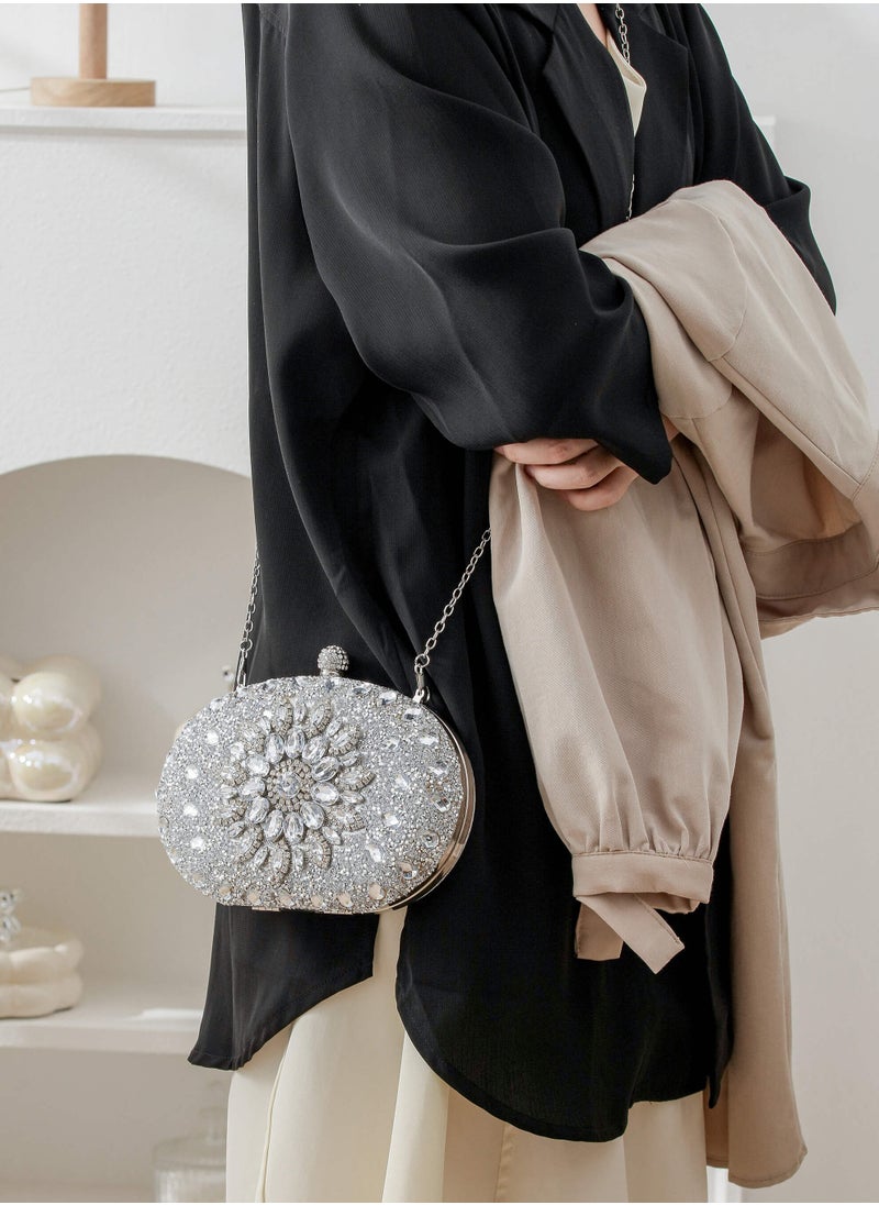 ماركة غير محددة حقيبة سهرة نسائية مصنوعة يدويًا من حجر الراين مناسبة للحفلات الراقصة وحفلات الزفاف  - Image 4